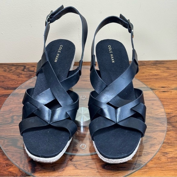 Cole Haan Crystal Women's Leather Wedge Sandals - Picture 7 of 15